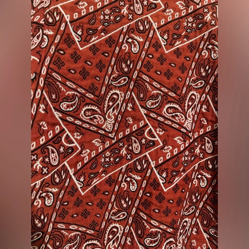 Rare Retro 90s Bandana Print Jacket Rust Red Western maximalist Rodeo small - Picture 4 of 13